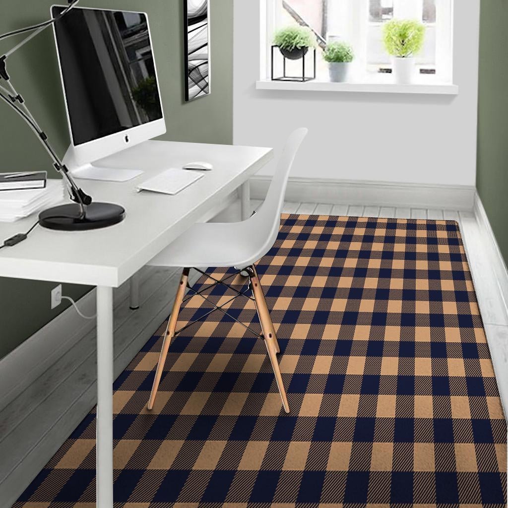 Brown Plaid Floor Mat-grizzshop