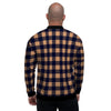 Brown Plaid Men's Bomber Jacket-grizzshop