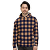 Brown Plaid Men's Hoodie-grizzshop