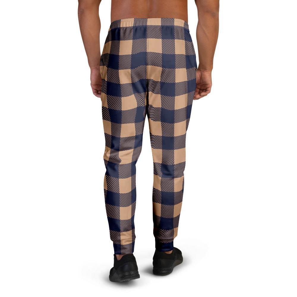 Brown Plaid Men's Joggers-grizzshop