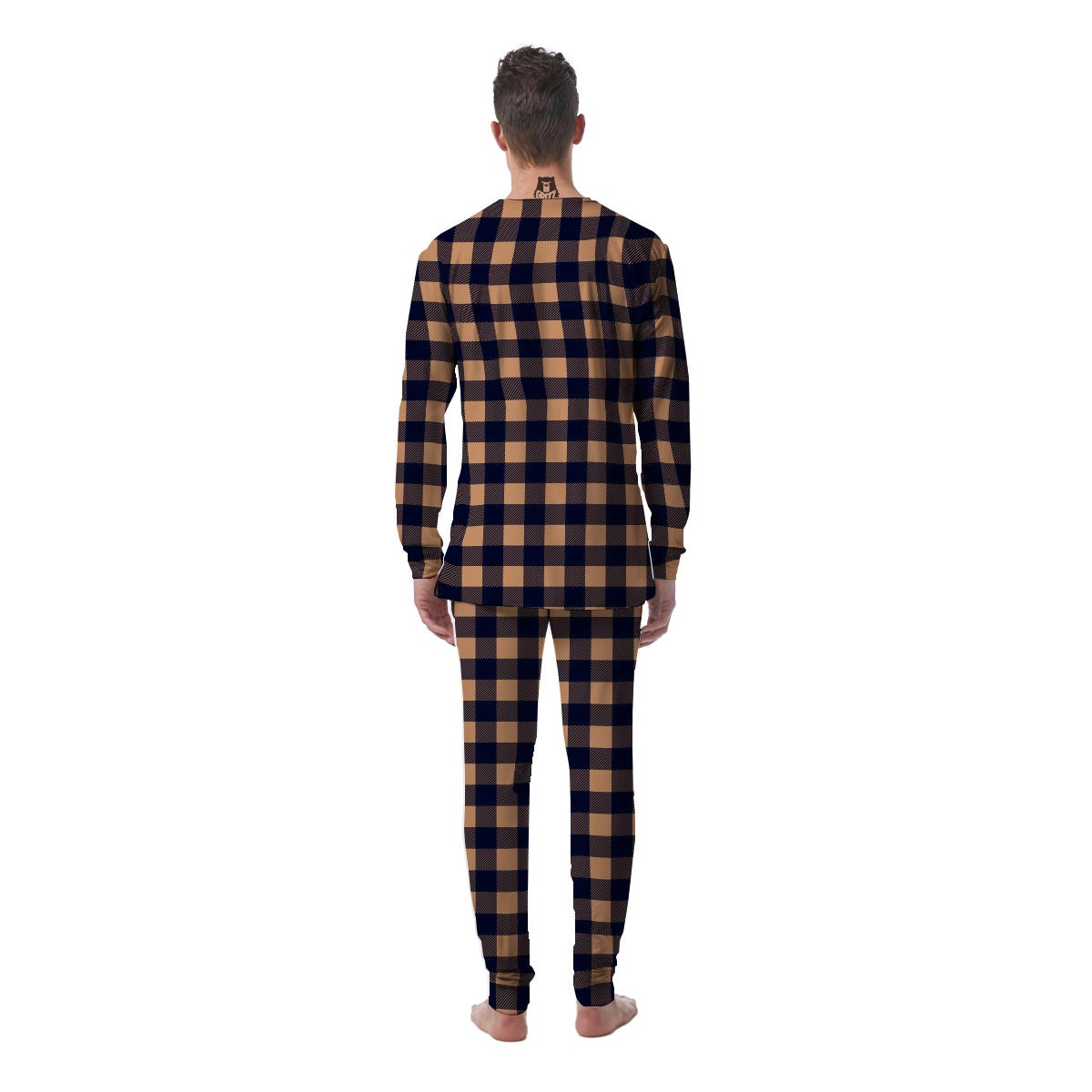 Brown Plaid Men's Pajamas-grizzshop