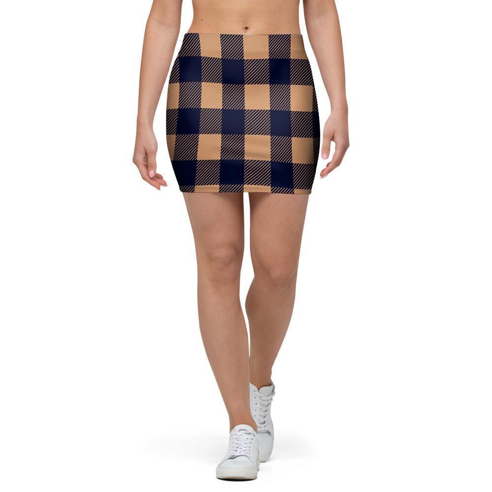 Brown Plaid Mini Skirt-grizzshop