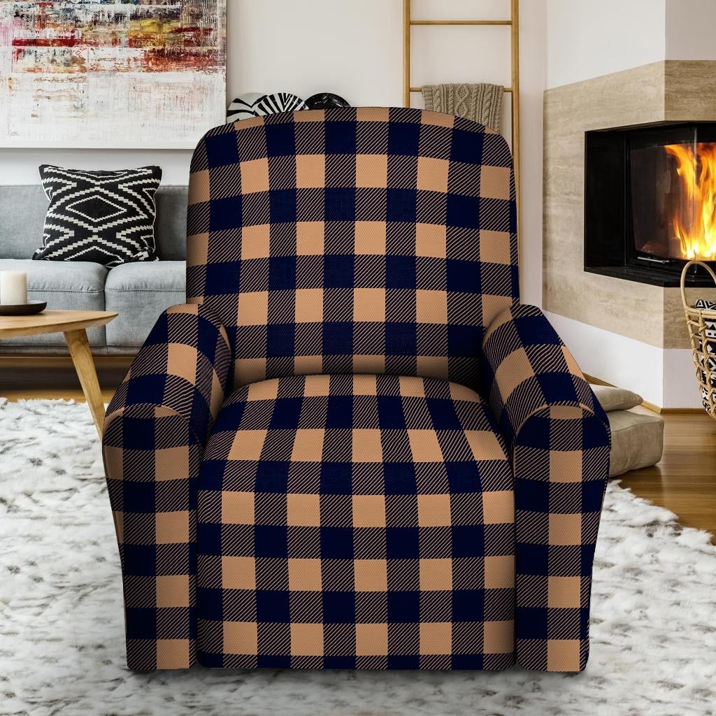 Brown Plaid Recliner Cover-grizzshop