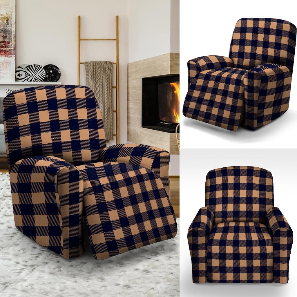 Brown Plaid Recliner Cover-grizzshop