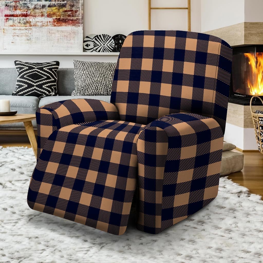 Brown Plaid Recliner Cover-grizzshop