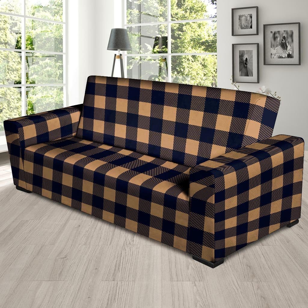 Brown Plaid Sofa Cover-grizzshop