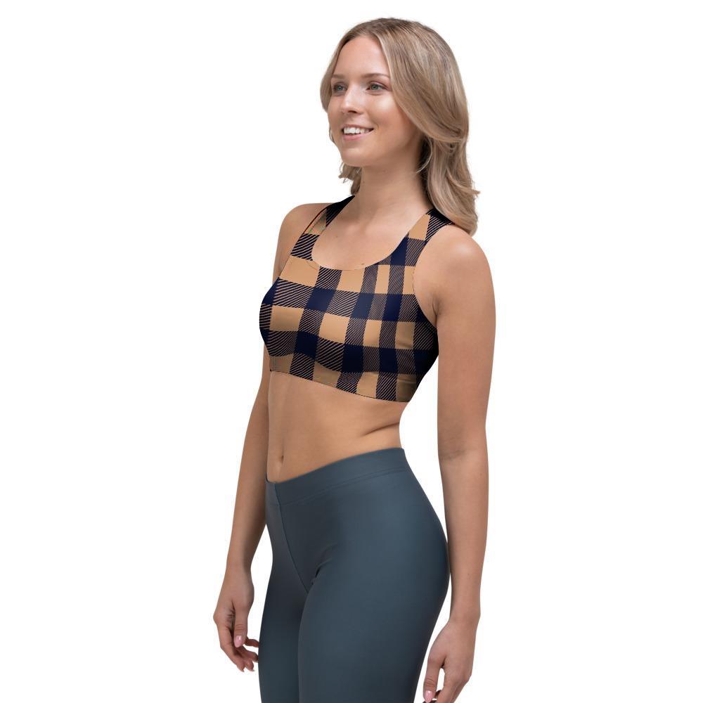 Brown Plaid Sports Bra-grizzshop