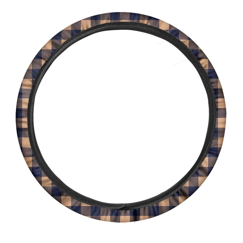 Brown Plaid Steering Wheel Cover-grizzshop