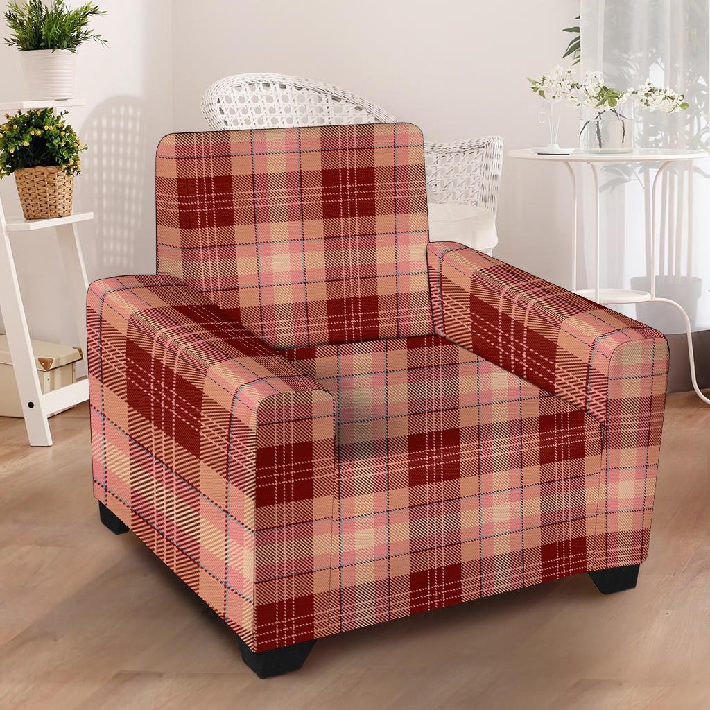 Brown Plaid Tartan Armchair Cover-grizzshop