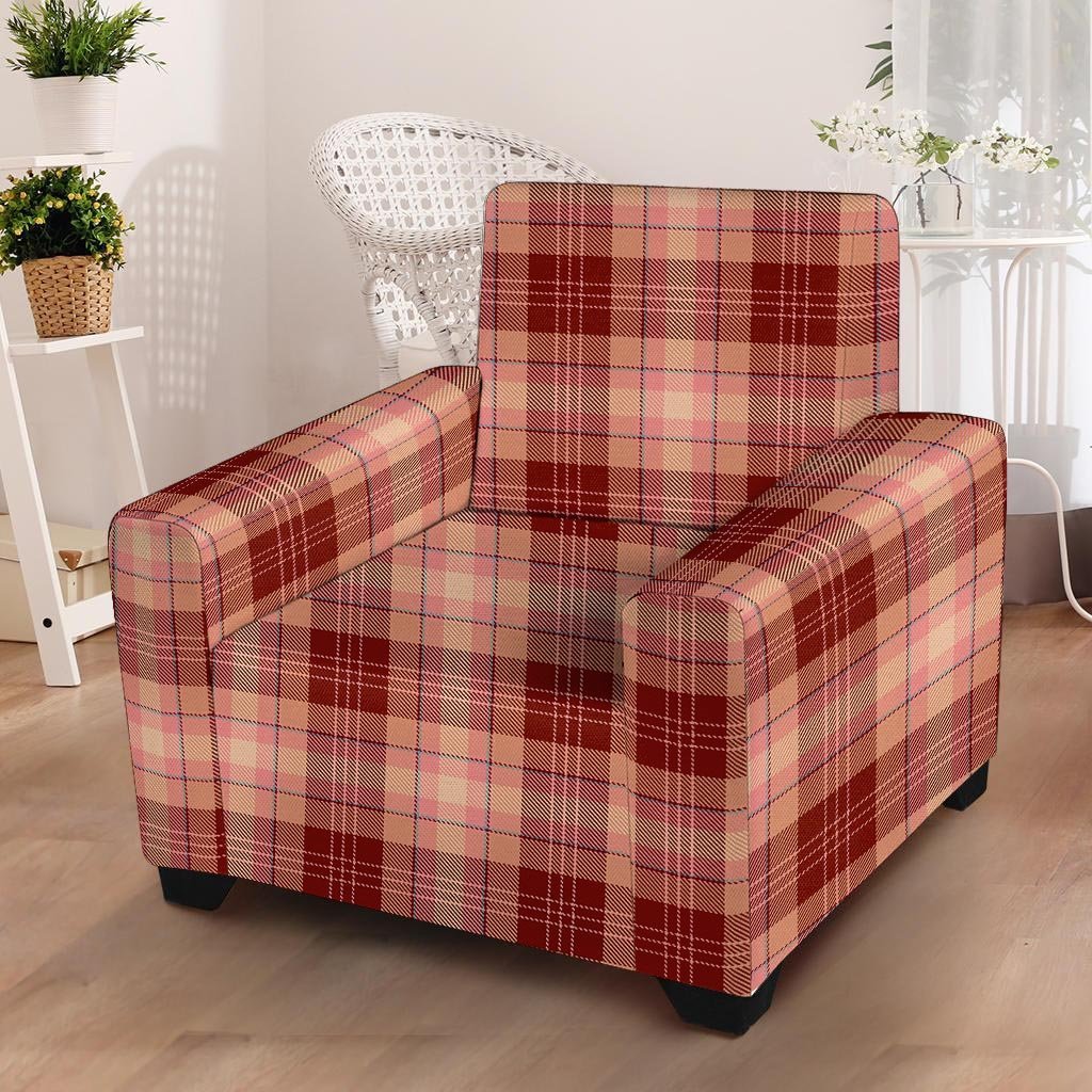 Brown Plaid Tartan Armchair Cover-grizzshop