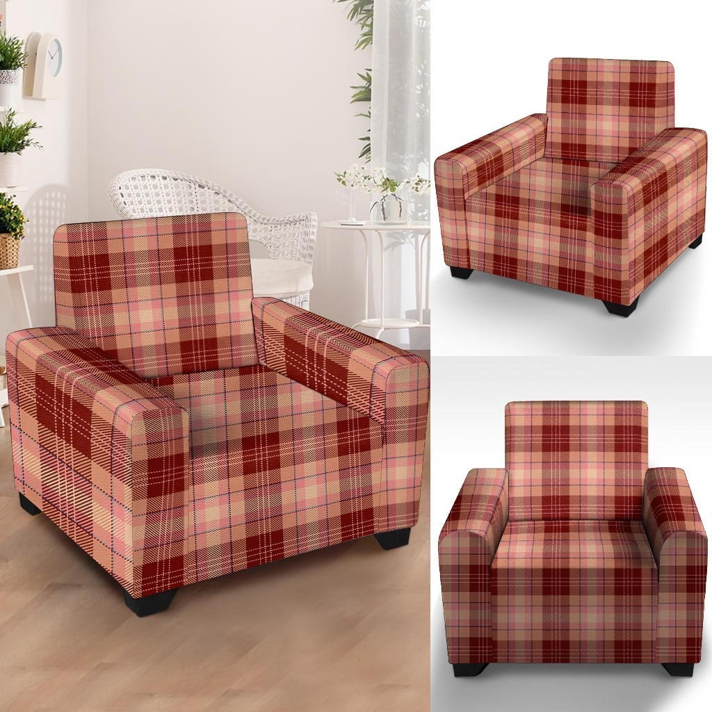 Brown Plaid Tartan Armchair Cover-grizzshop