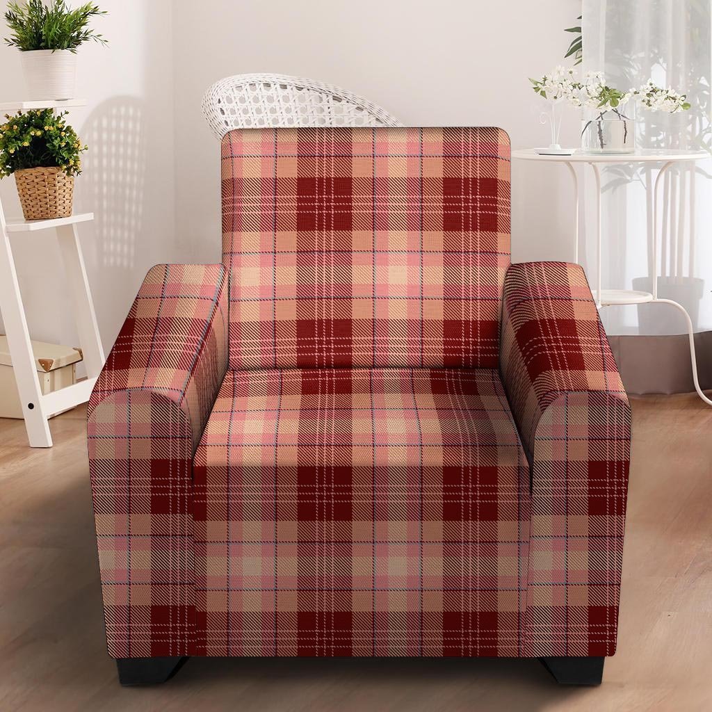 Brown Plaid Tartan Armchair Cover-grizzshop