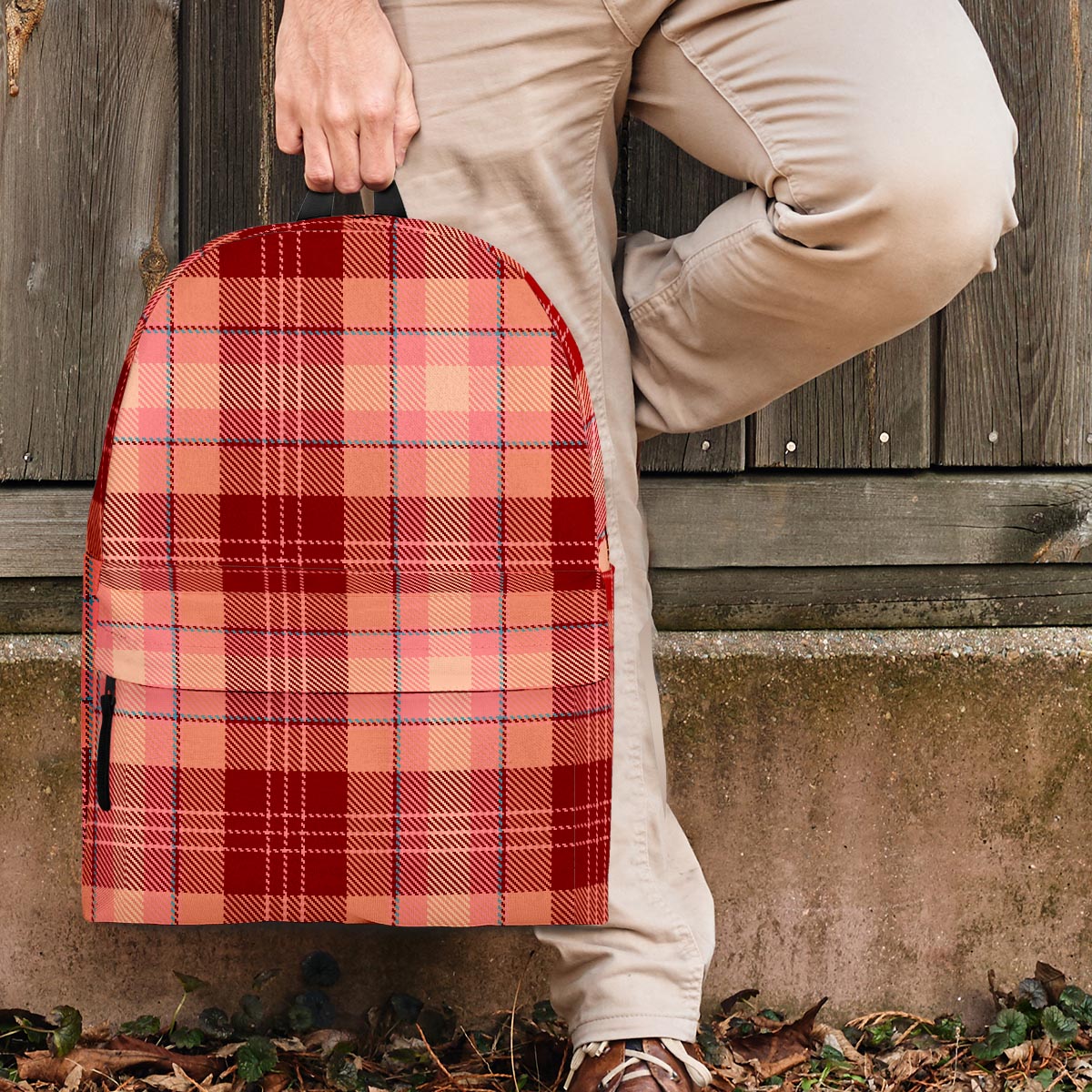 Brown Plaid Tartan Backpack-grizzshop