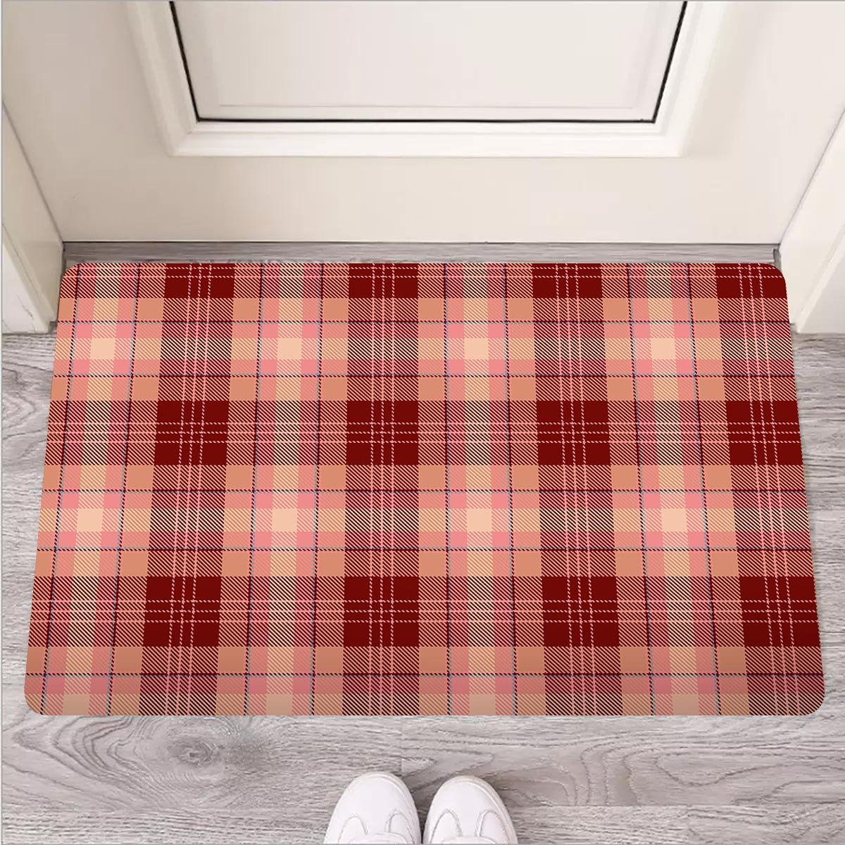 Brown Plaid Tartan Door Mat-grizzshop