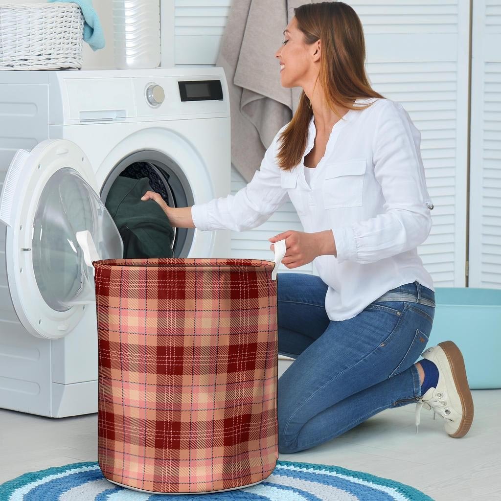 Brown Plaid Tartan Laundry Basket-grizzshop