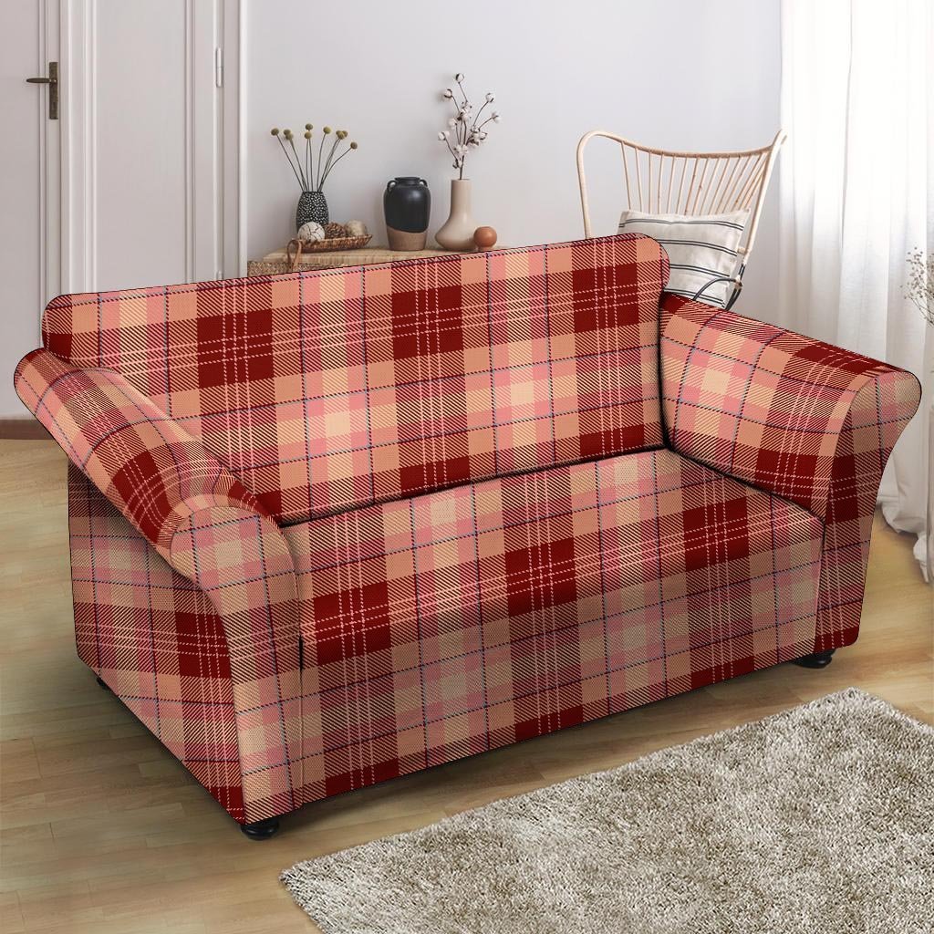 Brown Plaid Tartan Loveseat Cover-grizzshop