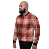 Brown Plaid Tartan Men's Bomber Jacket-grizzshop