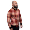 Brown Plaid Tartan Men's Bomber Jacket-grizzshop