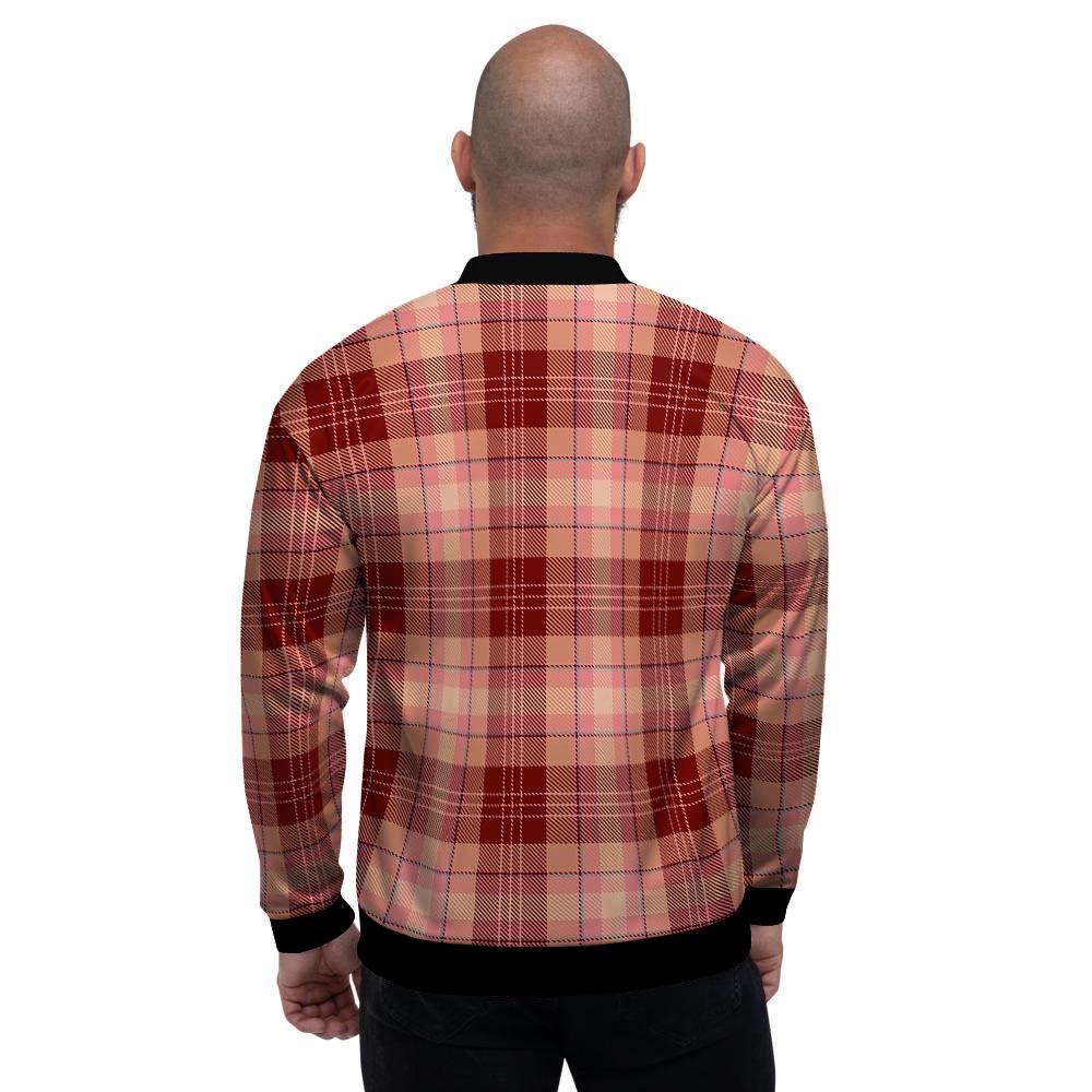 Brown Plaid Tartan Men's Bomber Jacket-grizzshop