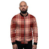 Brown Plaid Tartan Men's Bomber Jacket-grizzshop