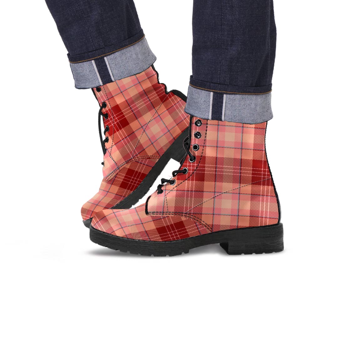 Brown Plaid Tartan Men's Boots-grizzshop