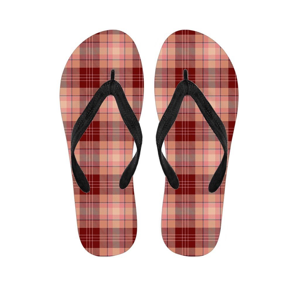 Brown Plaid Tartan Men's Flip Flops-grizzshop