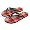 Brown Plaid Tartan Men's Flip Flops-grizzshop