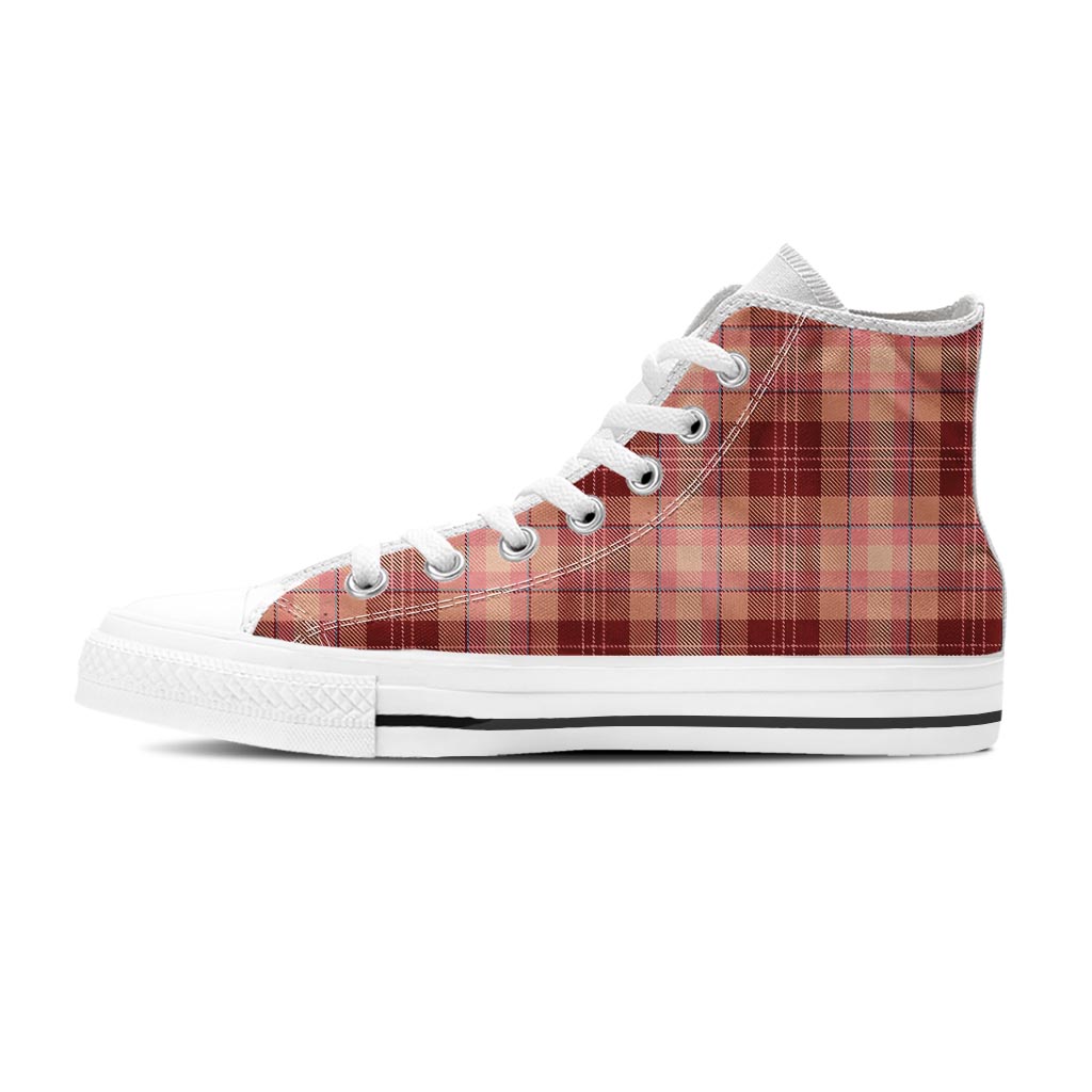 Brown Plaid Tartan Men's High Top Shoes-grizzshop