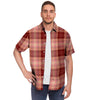 Brown Plaid Tartan Men's Short Sleeve Shirt-grizzshop