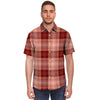 Brown Plaid Tartan Men's Short Sleeve Shirt-grizzshop