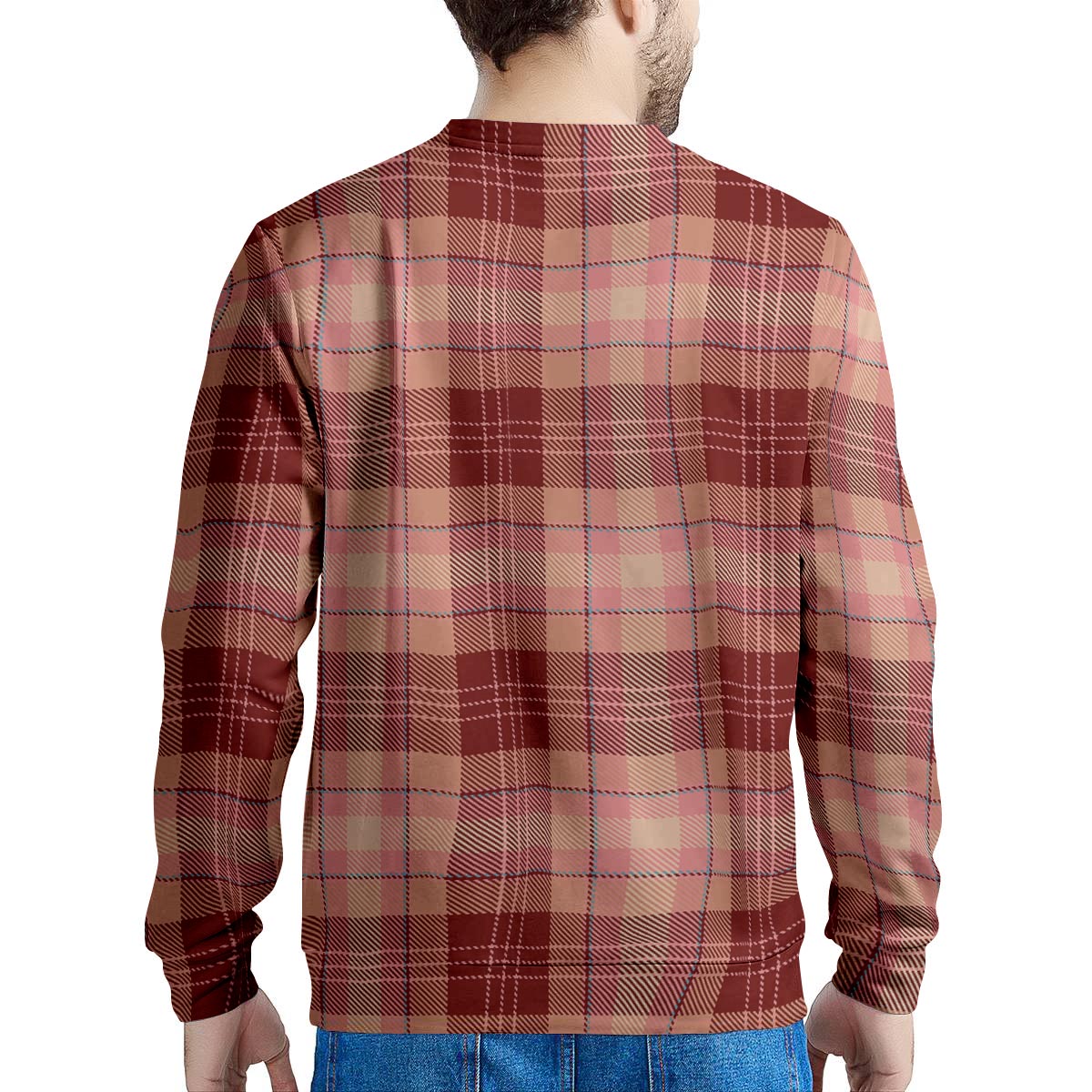 Brown Plaid Tartan Men's Sweatshirt-grizzshop