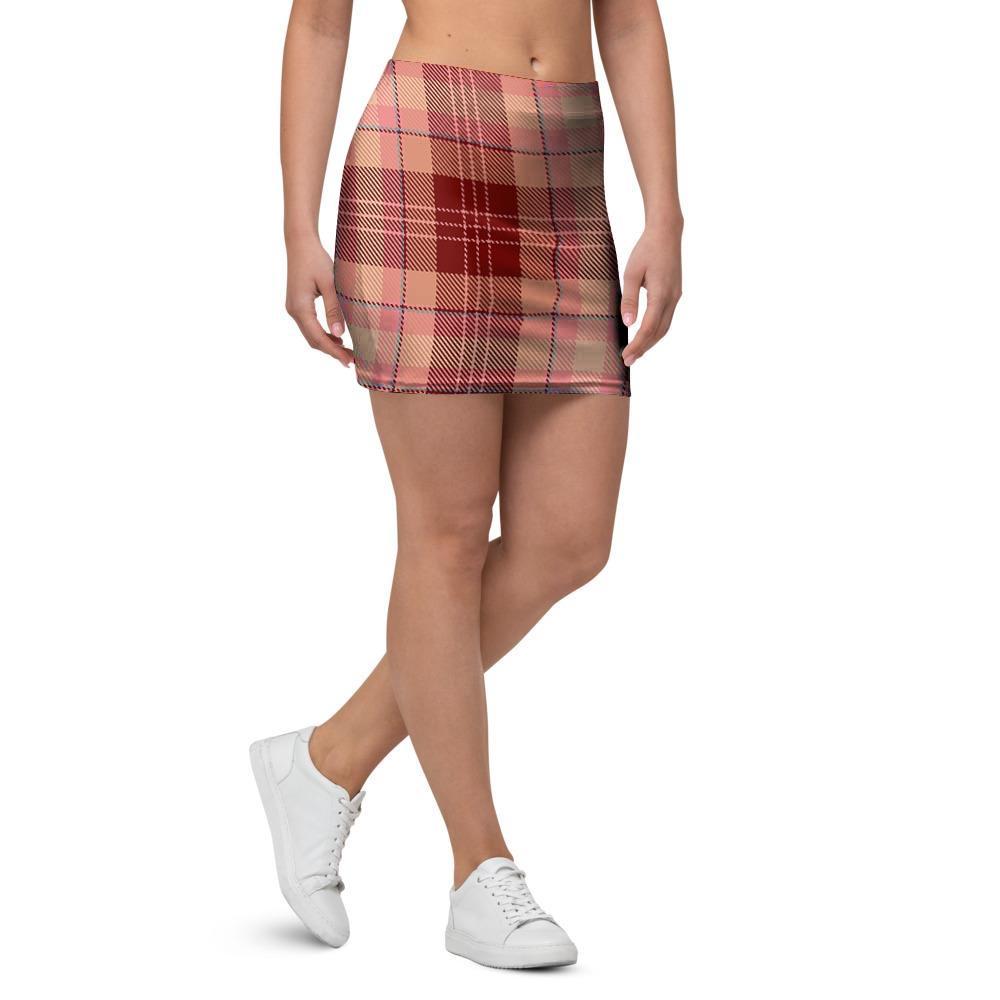 Brown Plaid Tartan Mini Skirt-grizzshop
