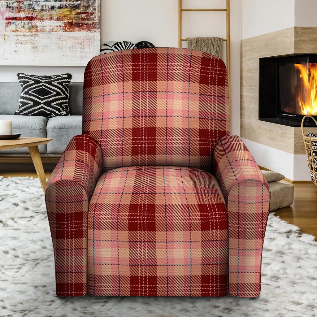 Brown Plaid Tartan Recliner Cover-grizzshop