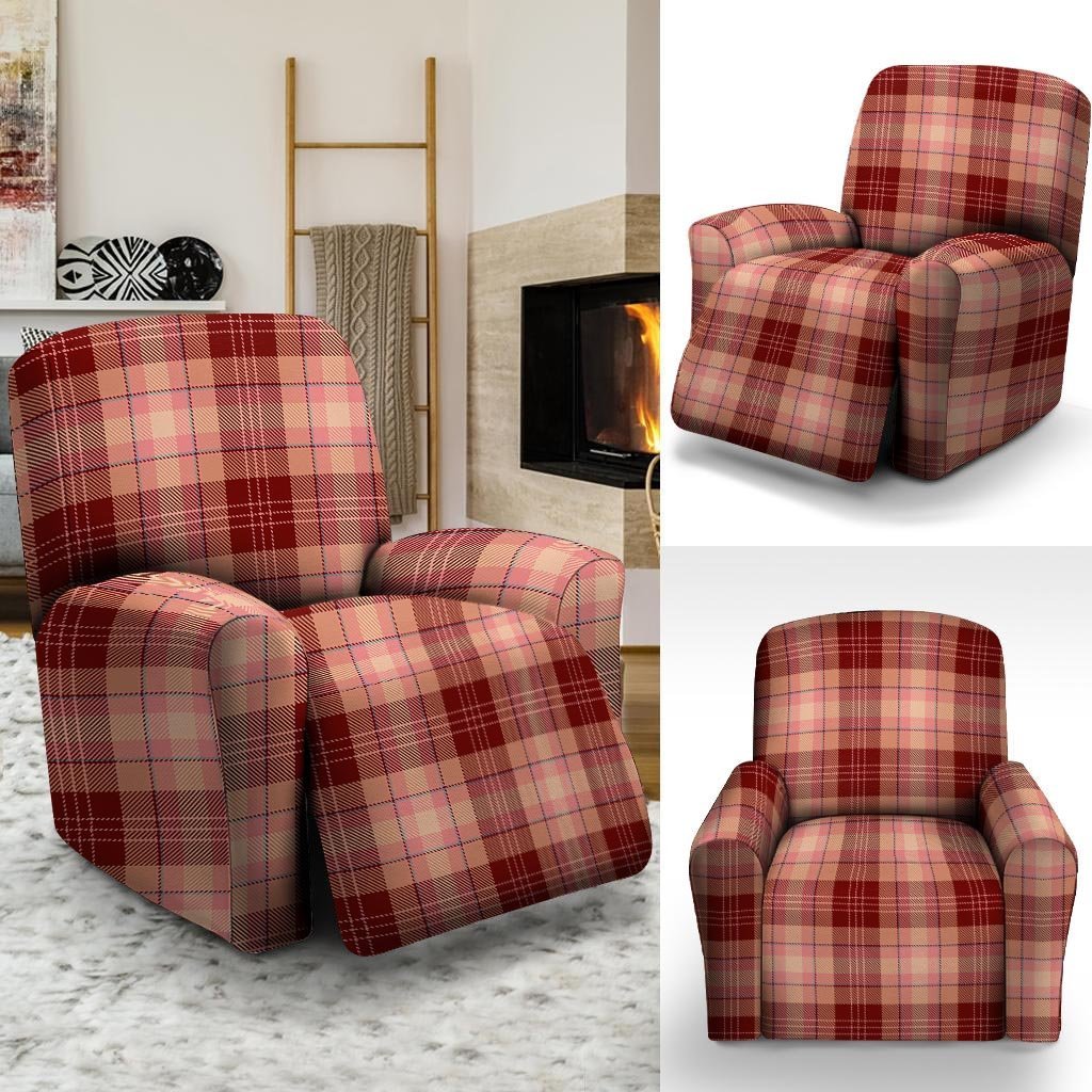 Brown Plaid Tartan Recliner Cover-grizzshop