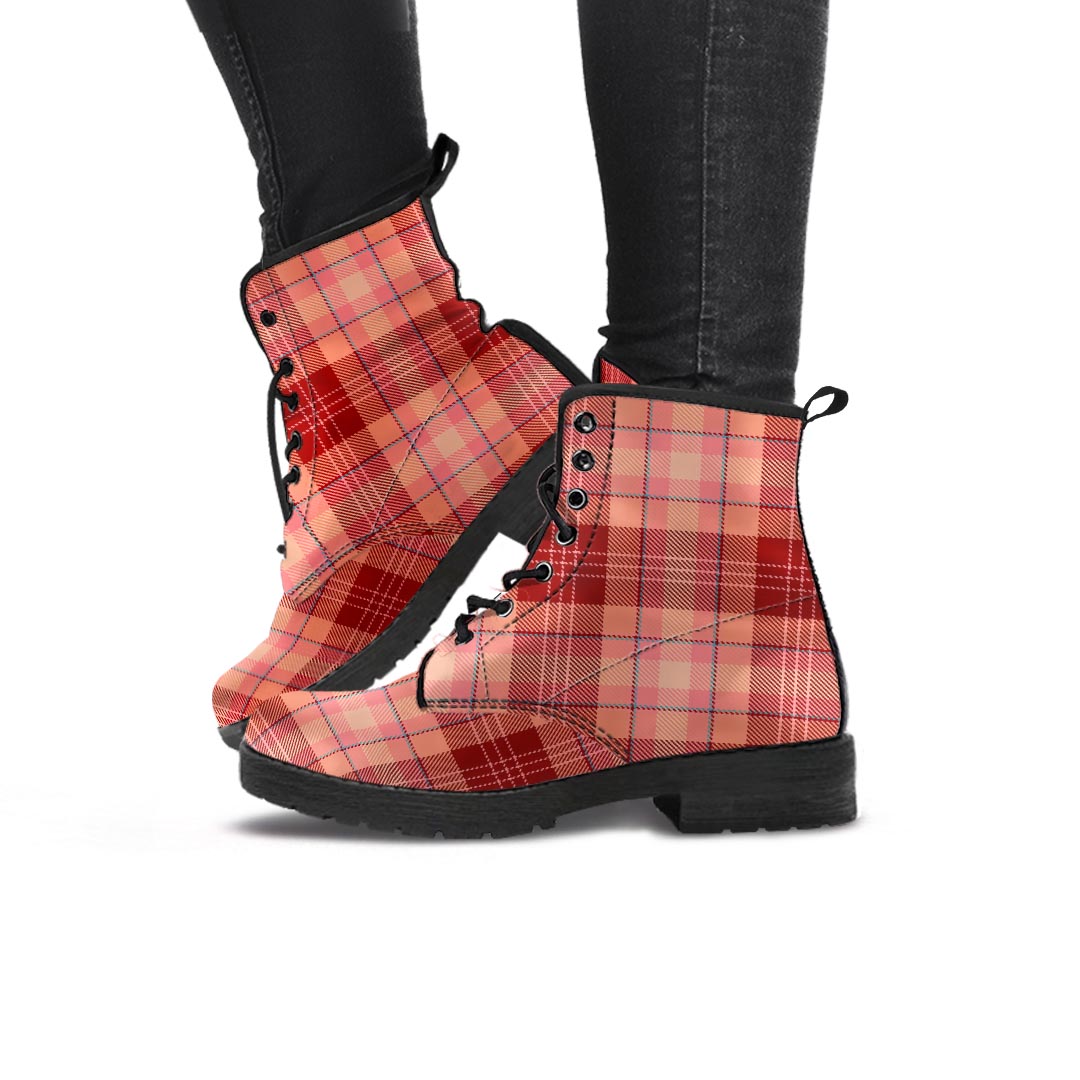 Brown Plaid Tartan Women's Boots-grizzshop