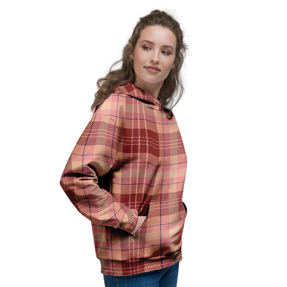 Brown Plaid Tartan Women's Hoodie-grizzshop