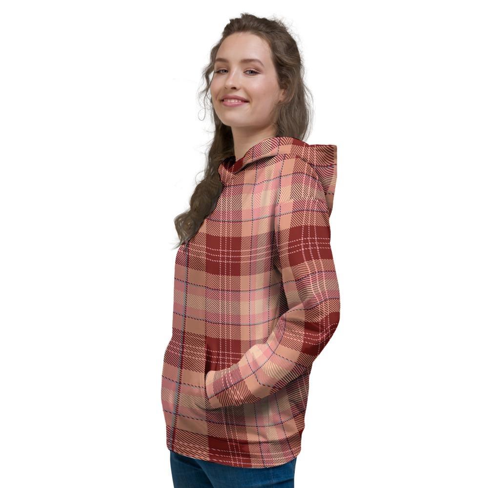 Brown Plaid Tartan Women's Hoodie-grizzshop