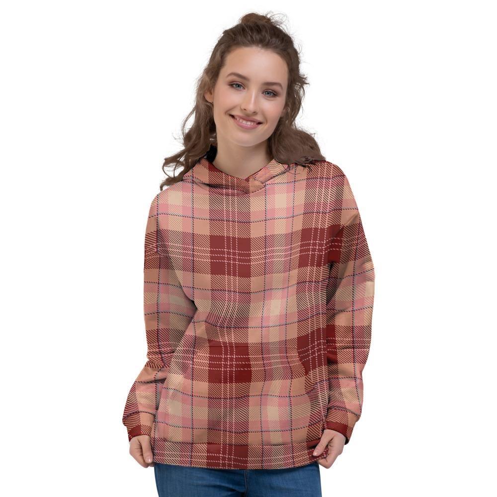 Brown Plaid Tartan Women's Hoodie-grizzshop