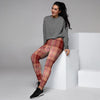 Brown Plaid Tartan Women's Joggers-grizzshop