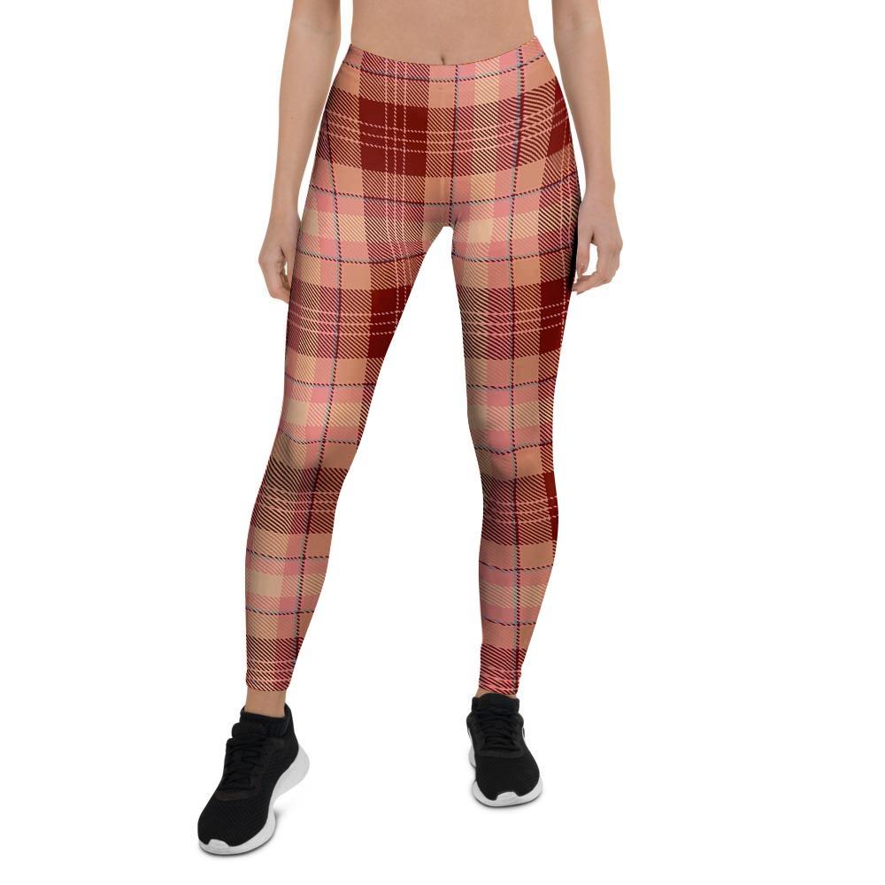 Brown Plaid Tartan Women's Leggings-grizzshop