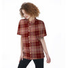 Brown Plaid Tartan Women's Short Sleeve Shirts-grizzshop