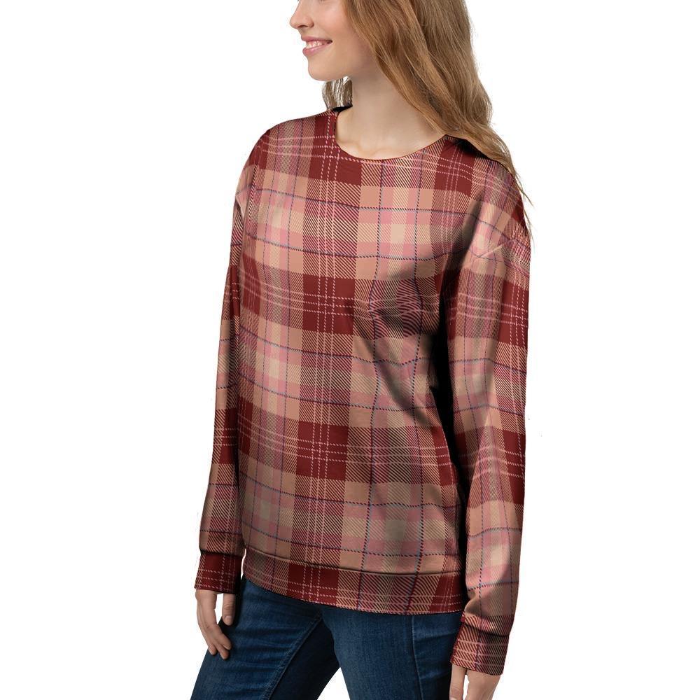 Brown Plaid Tartan Women's Sweatshirt-grizzshop