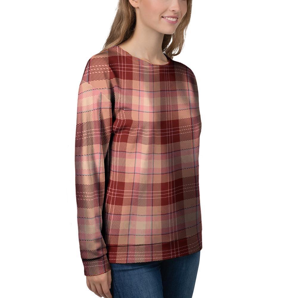 Brown Plaid Tartan Women's Sweatshirt-grizzshop