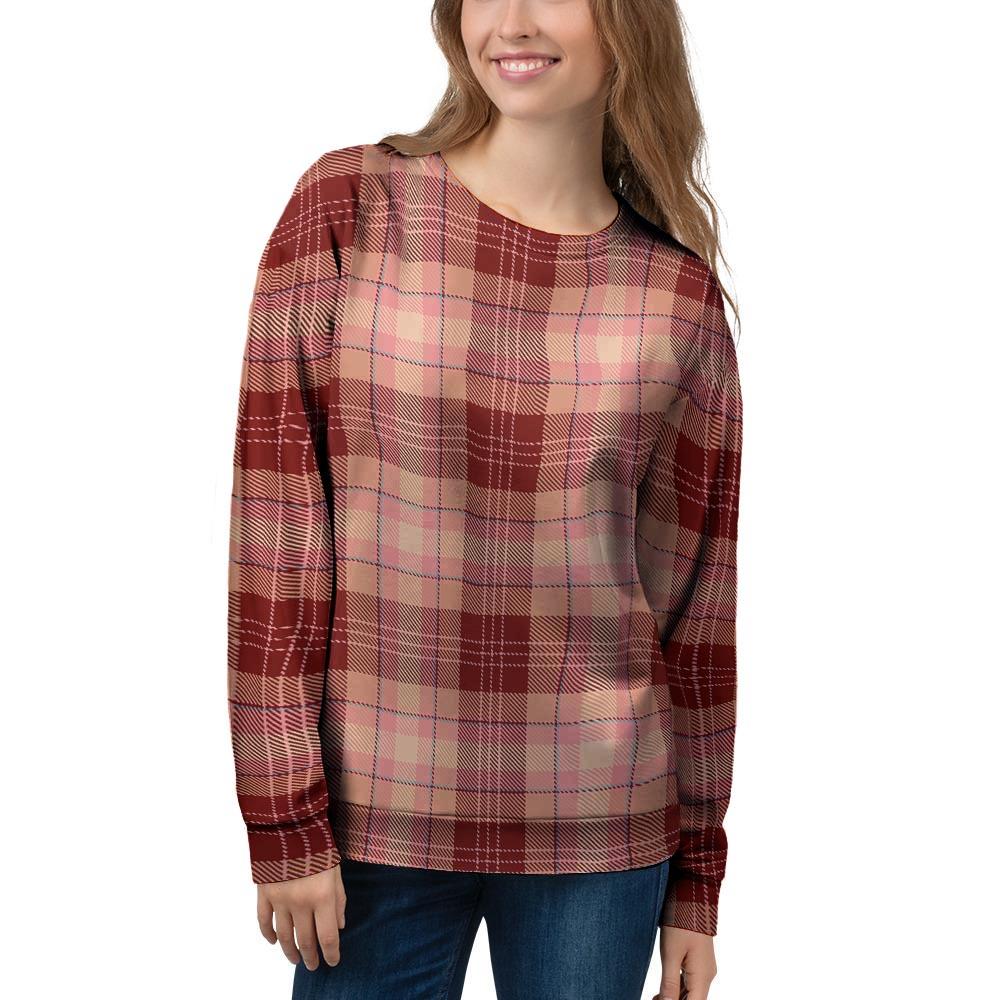 Brown Plaid Tartan Women's Sweatshirt-grizzshop