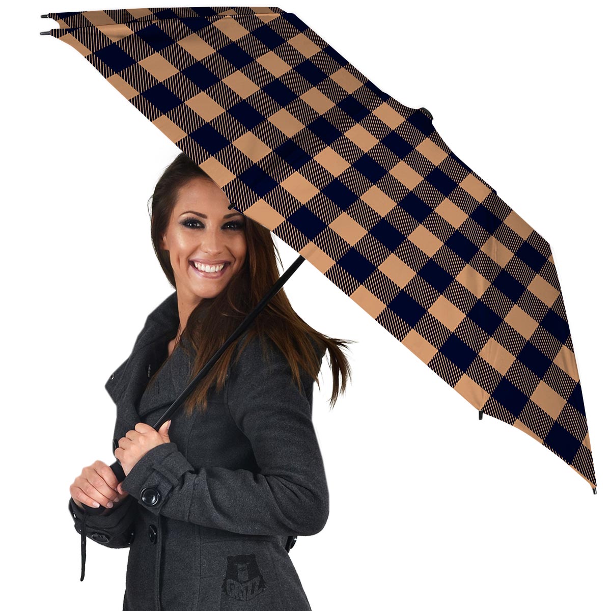 Brown Plaid Umbrella-grizzshop