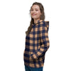 Brown Plaid Women's Hoodie-grizzshop