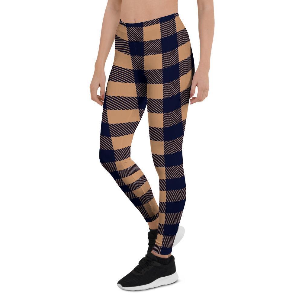 Brown Plaid Women's Leggings-grizzshop