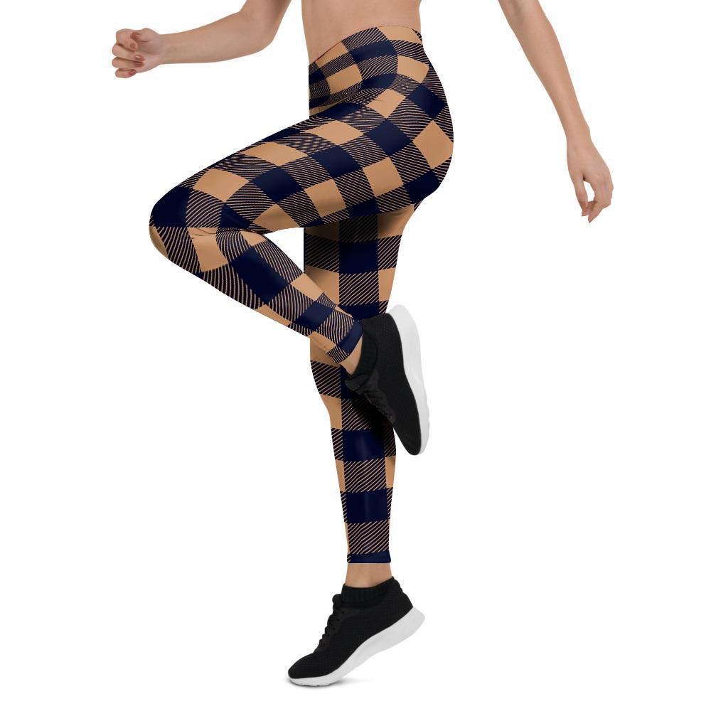 Brown Plaid Women's Leggings-grizzshop