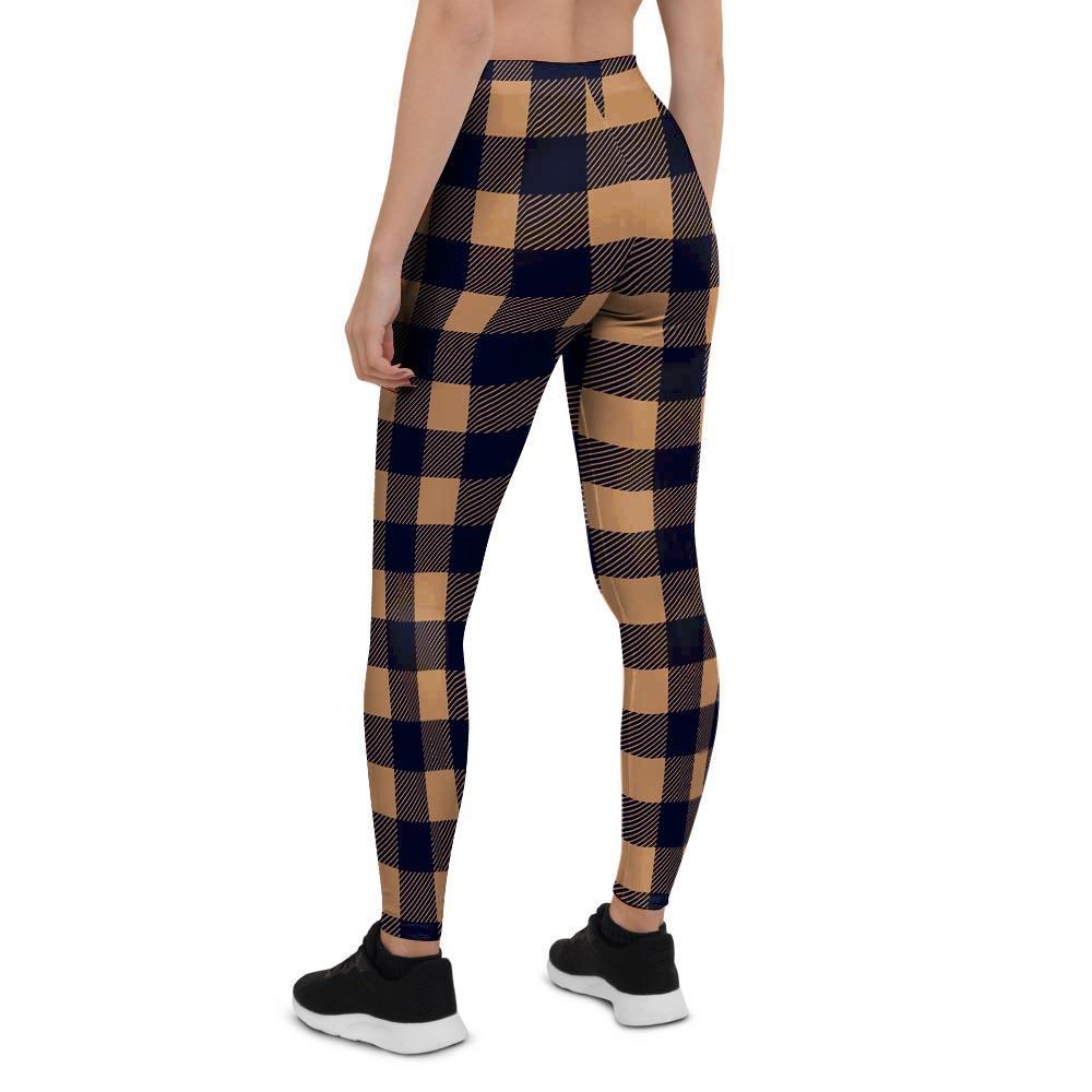 Brown Plaid Women's Leggings-grizzshop