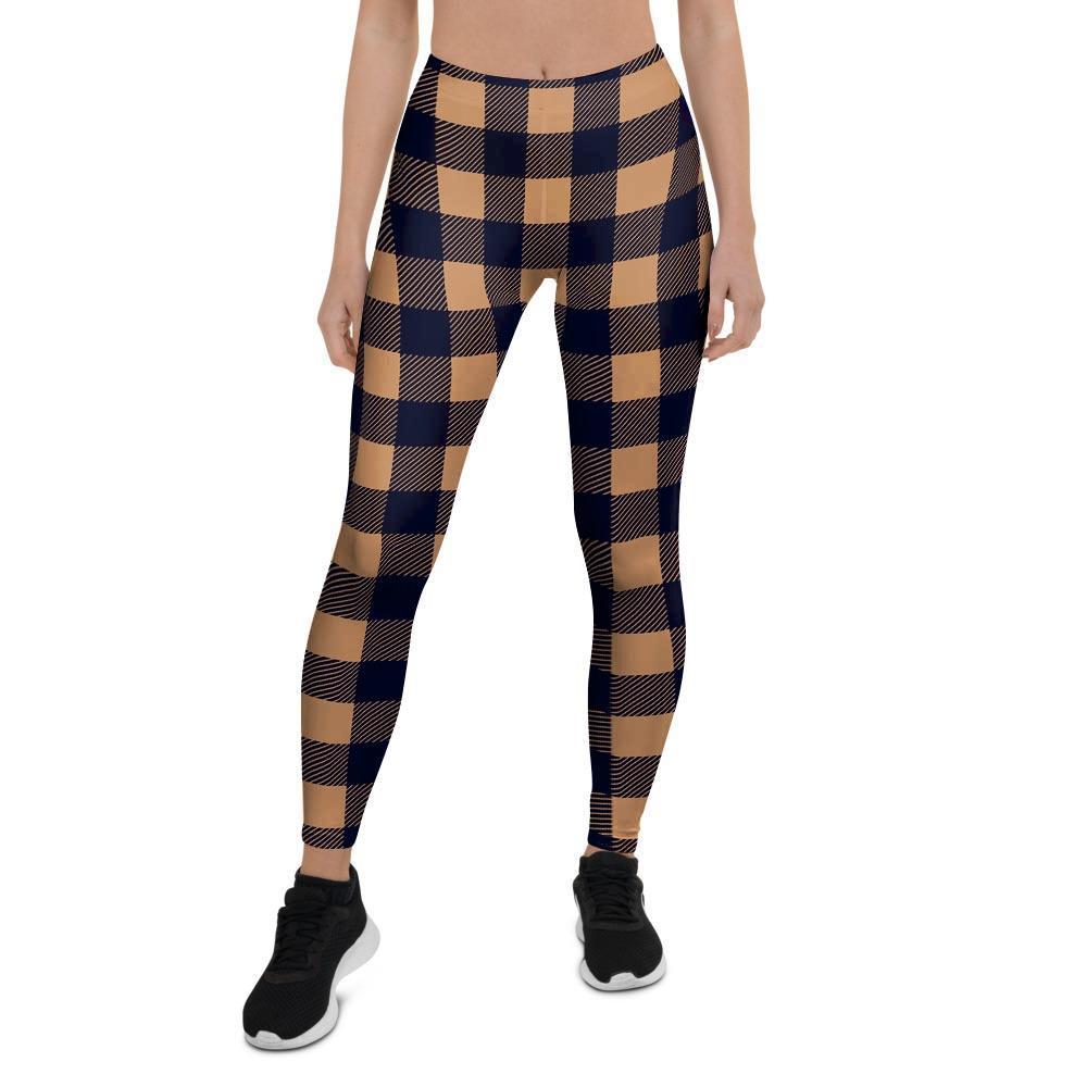 Brown Plaid Women's Leggings-grizzshop